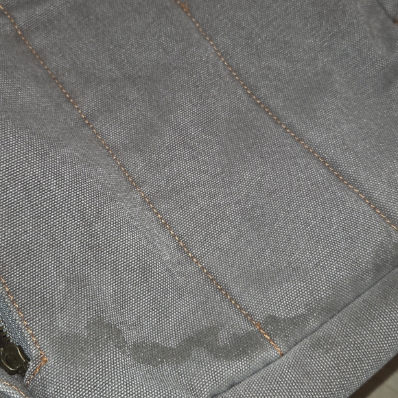 Men's Canvas Backpack in Light Gray with Brown Accents - Picture 4 of 10